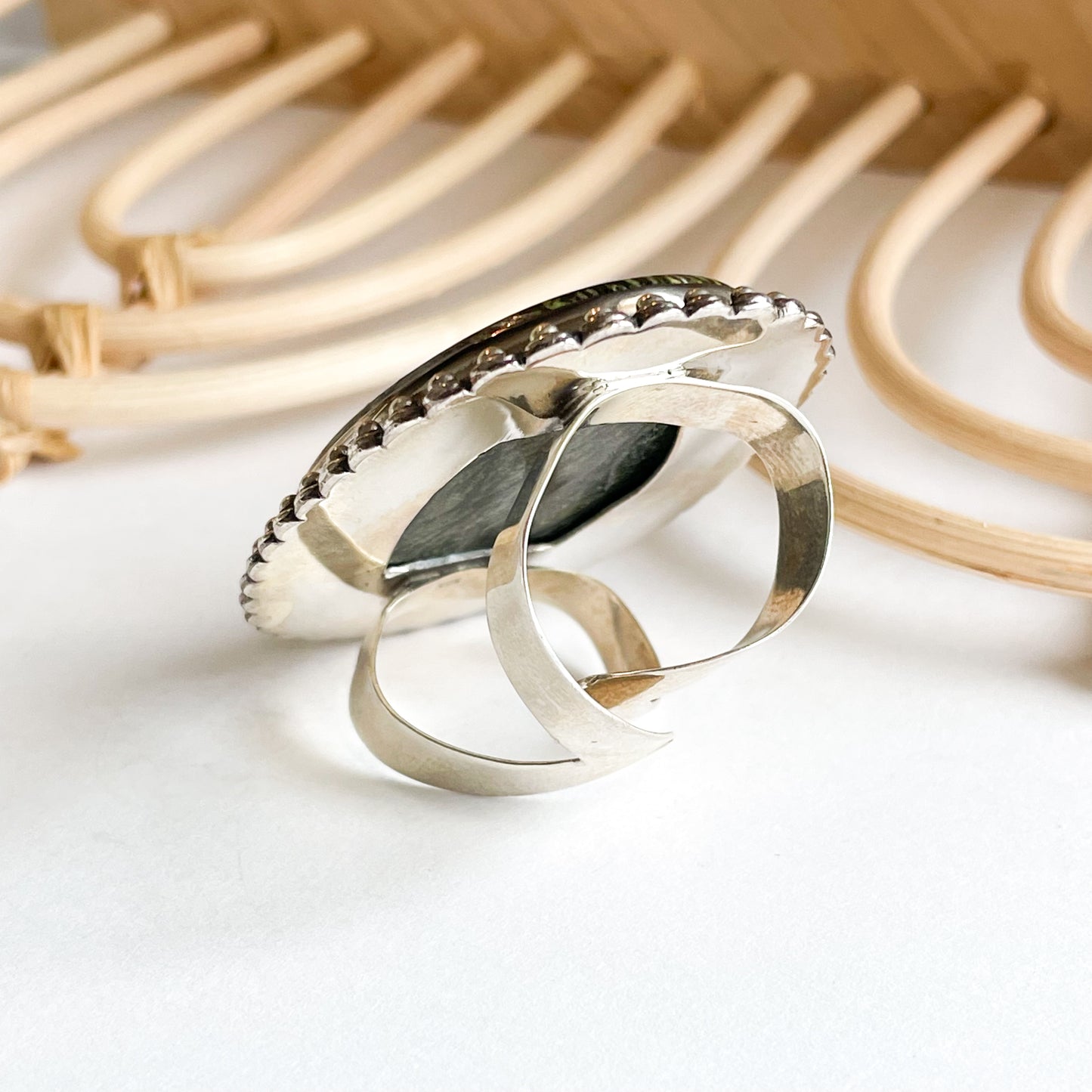 Tiger-Eye Iron Infused Flex Cuff Statement Ring - Solid Sterling Silver