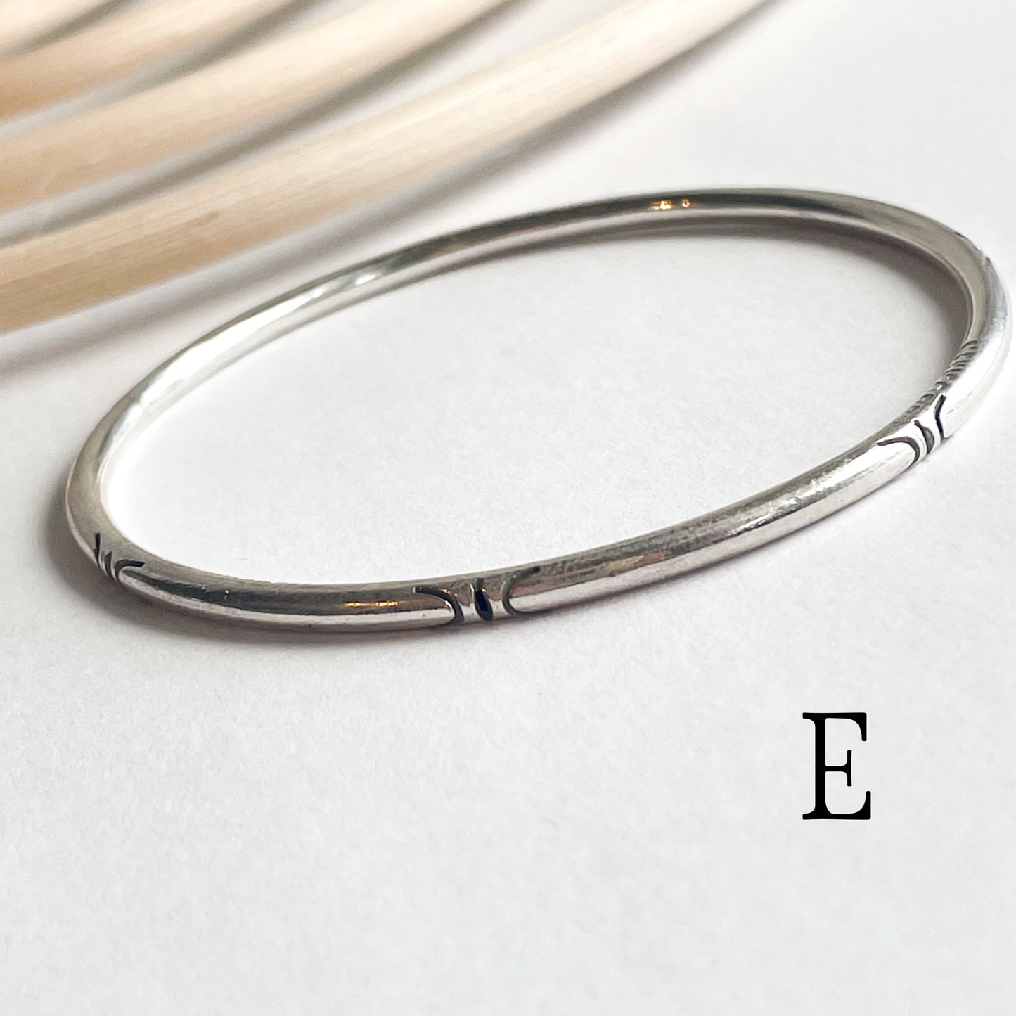 Tribal Cut Bangle Bracelet - Solid Sterling Silver