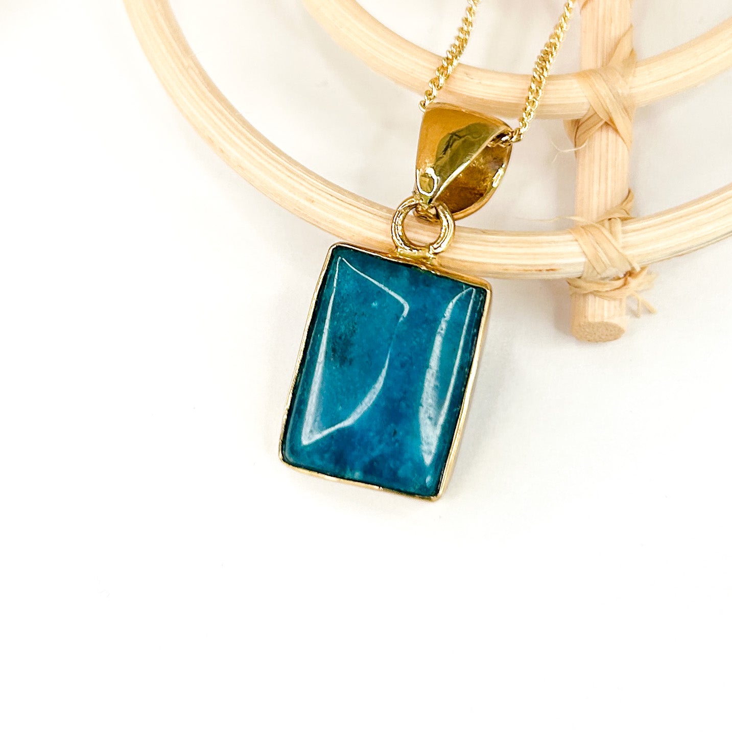 Blue Agate Rectangle Pendant - Alchemia