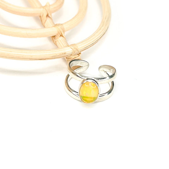 Yellow Opal Ring  - Solid Sterling Silver