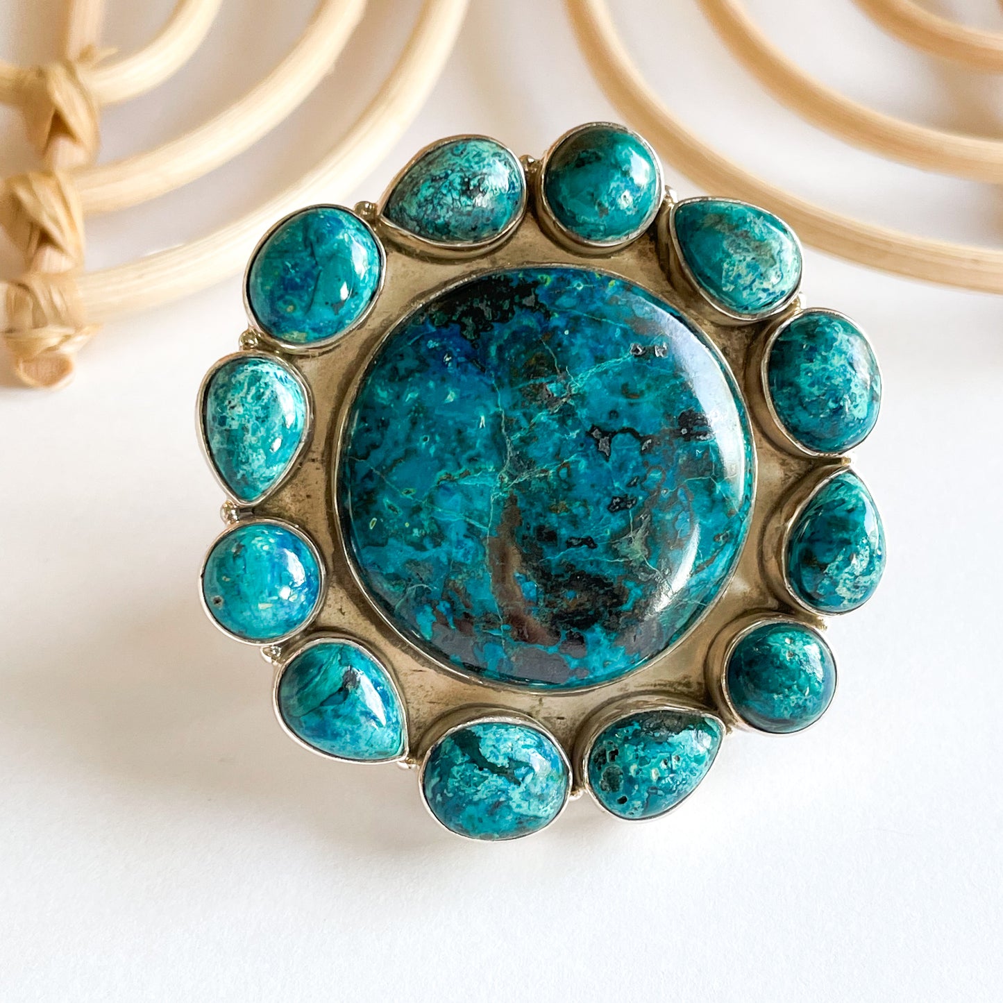 Azurite Jumbo Polka Dot Ring - Solid Sterling Silver