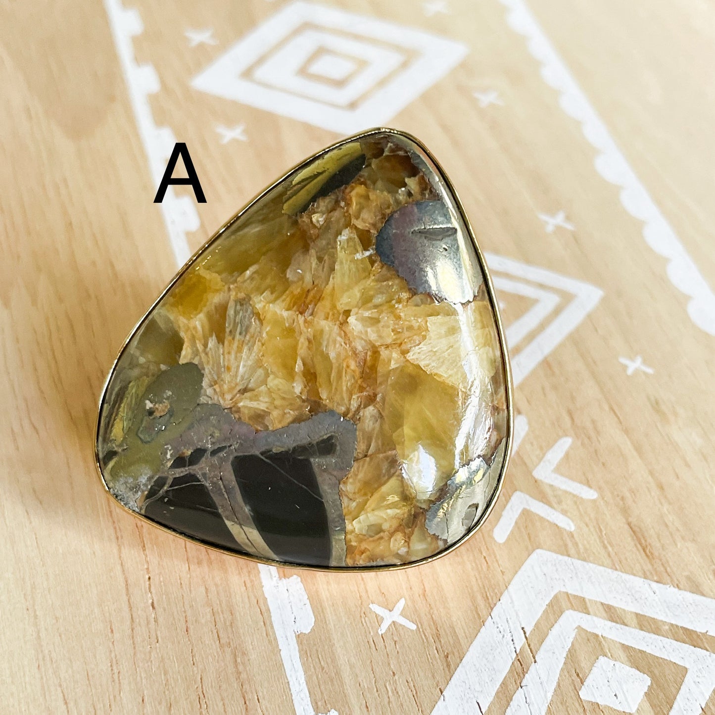 Septarian Infused Pyrite Statement Ring - Alchemia Gold