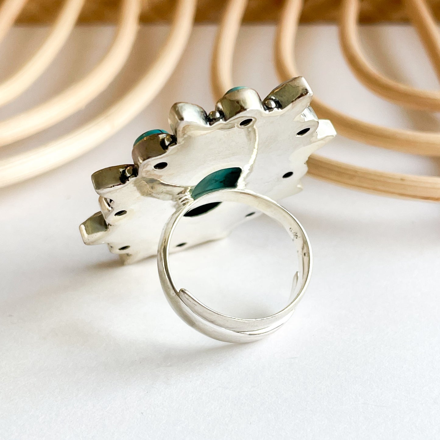 Turquoise & Opalite Statement Ring - Solid Sterling Silver