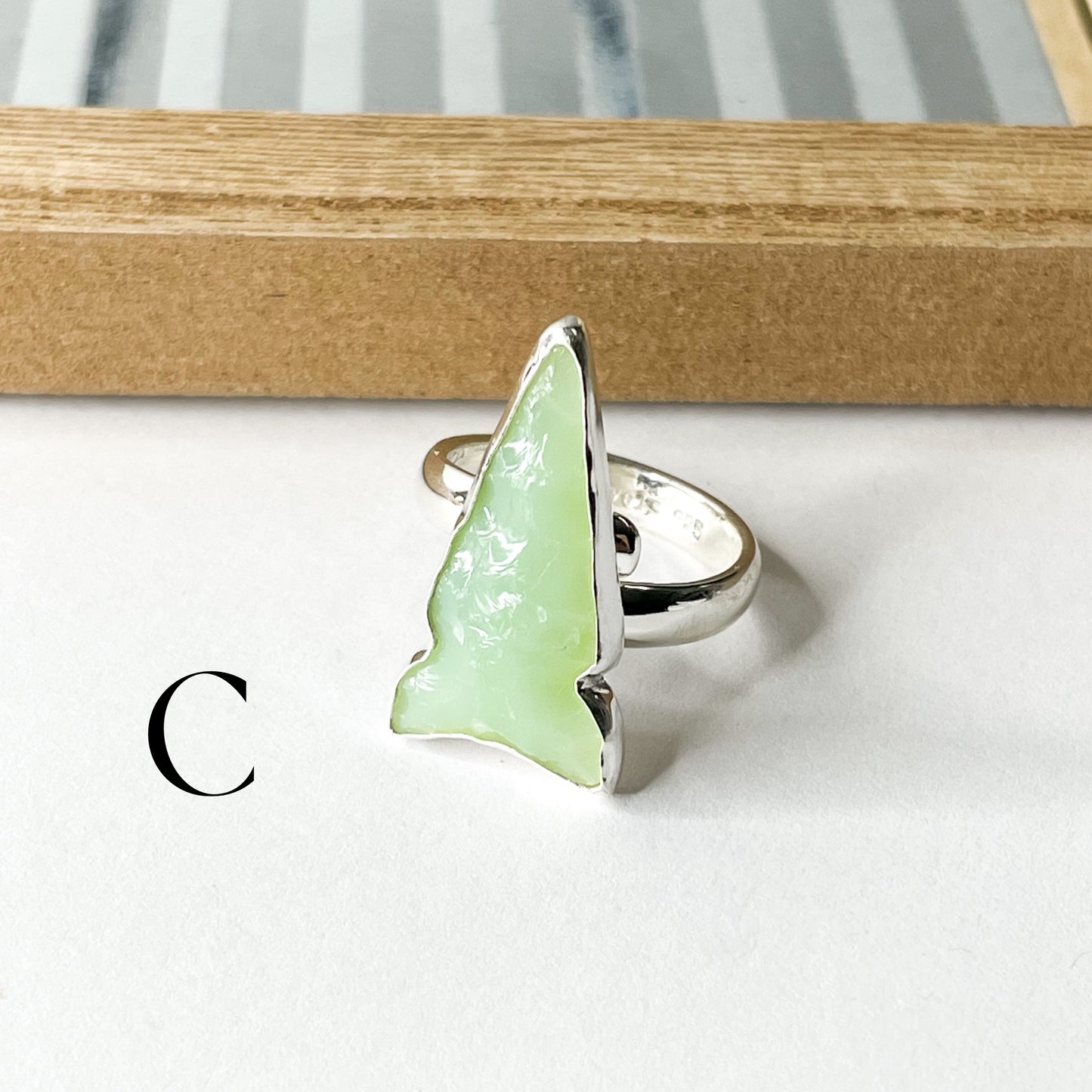 Colorful Glass Arrow Ring - Solid Sterling Silver