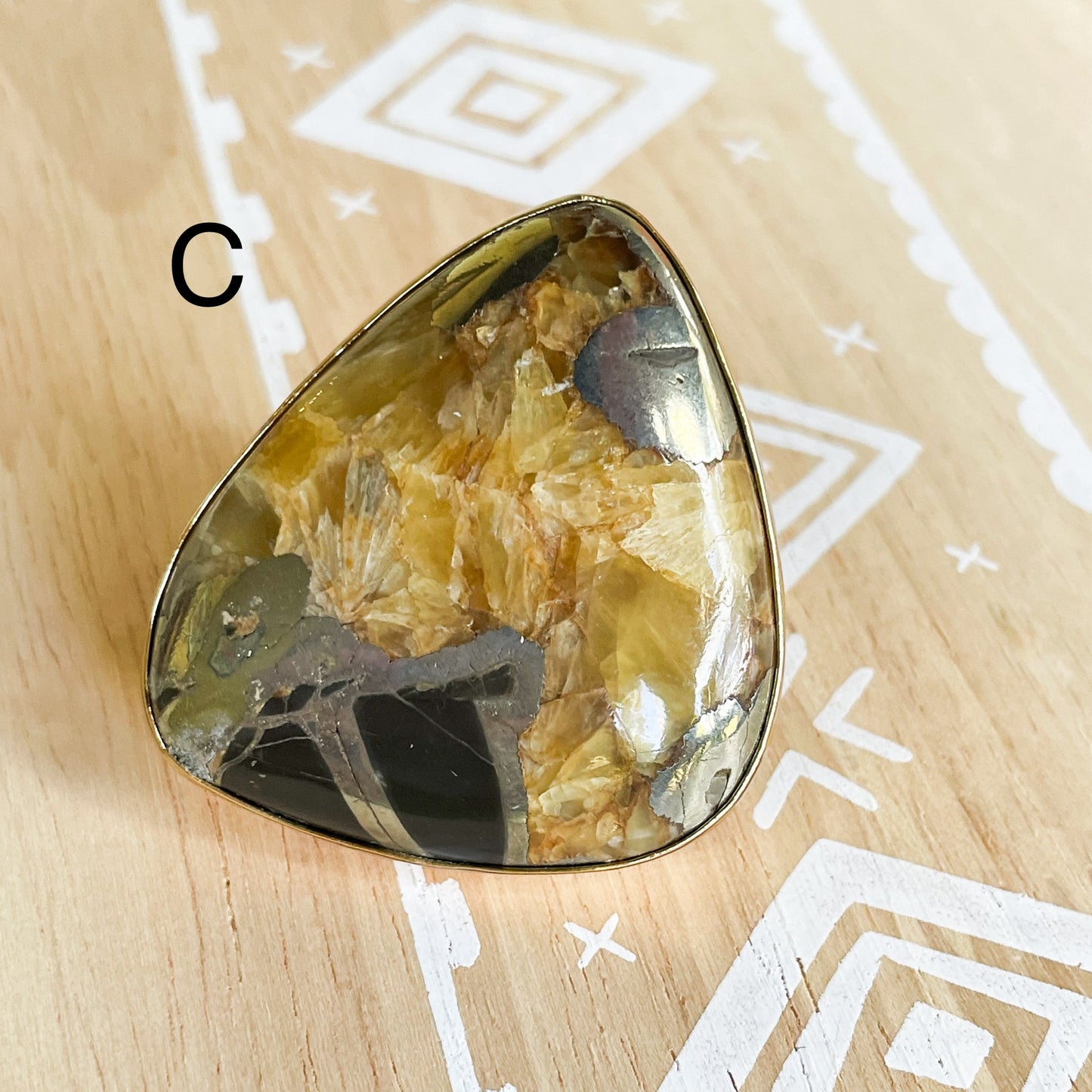 Septarian Infused Pyrite Statement Ring - Alchemia Gold