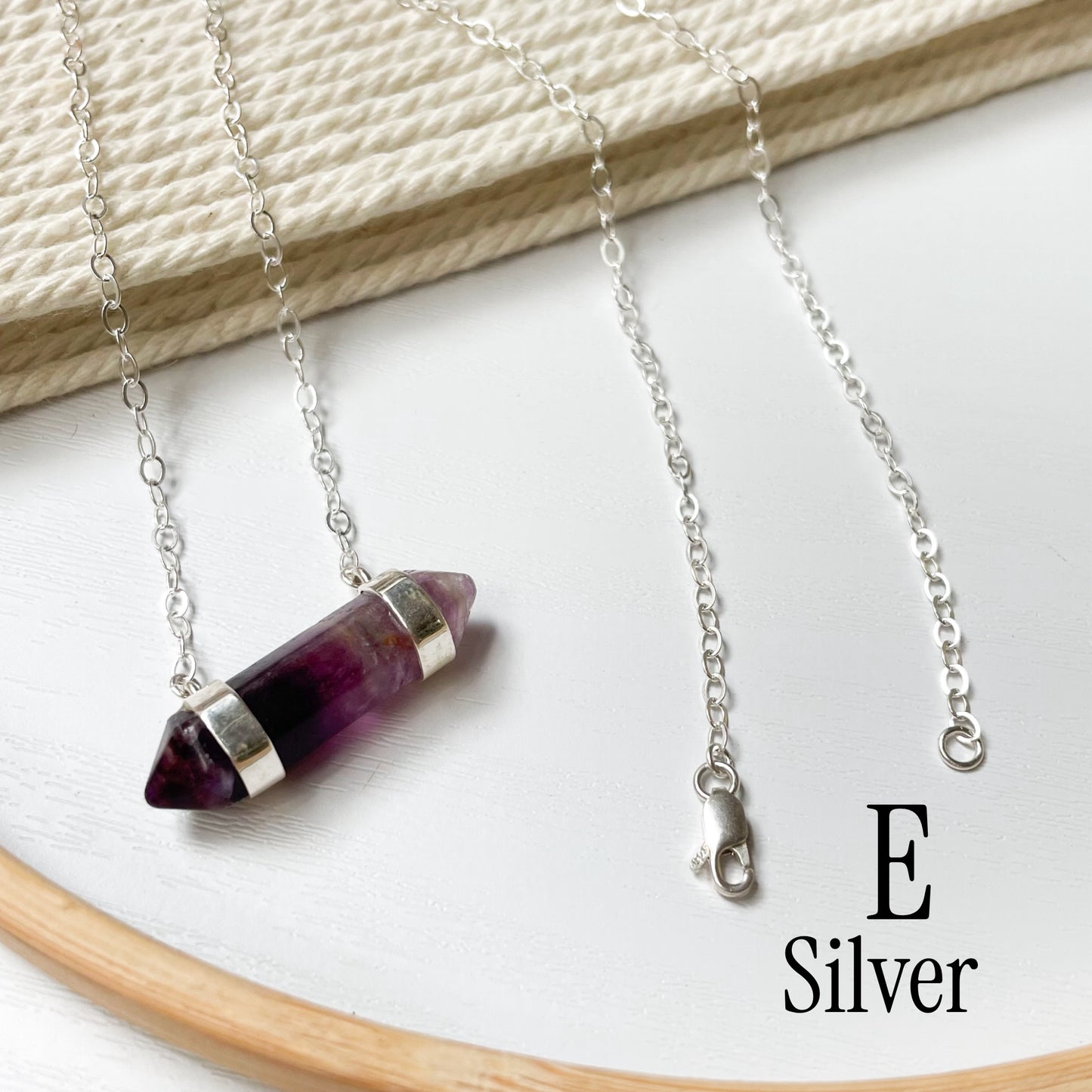 Fluorite Side Point Necklace - Both Metals