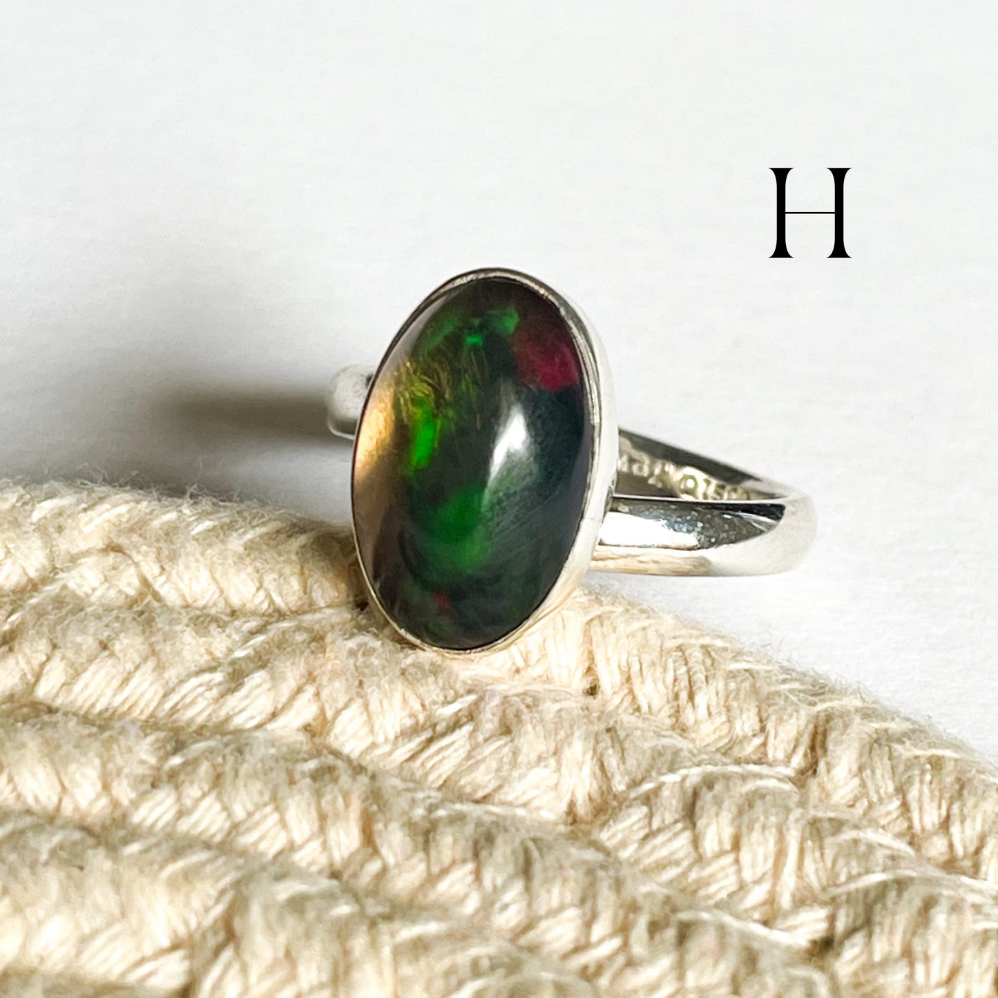 Black Opal Ring - Sterling Silver
