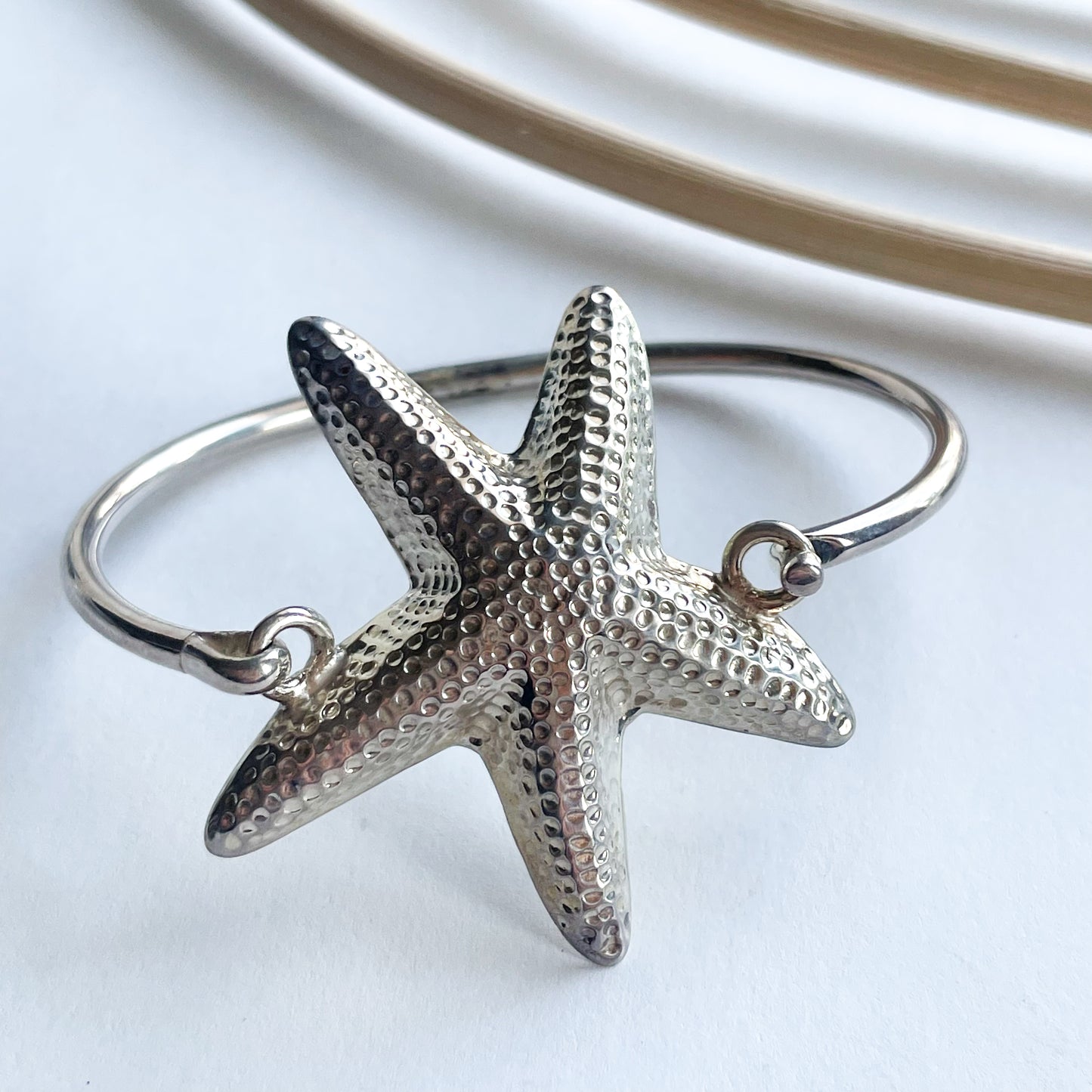 Starfish Bangle - Solid Sterling Silver