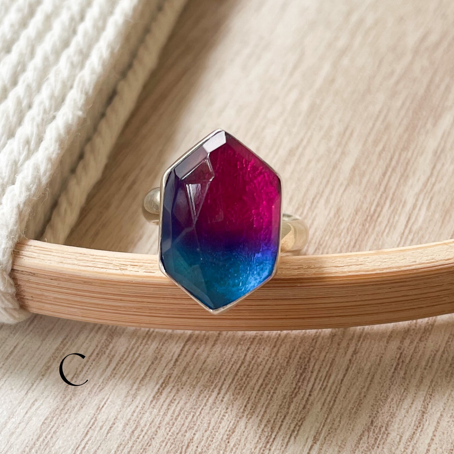 Blue and Pink Ombre Doublet Rings - Both Metals