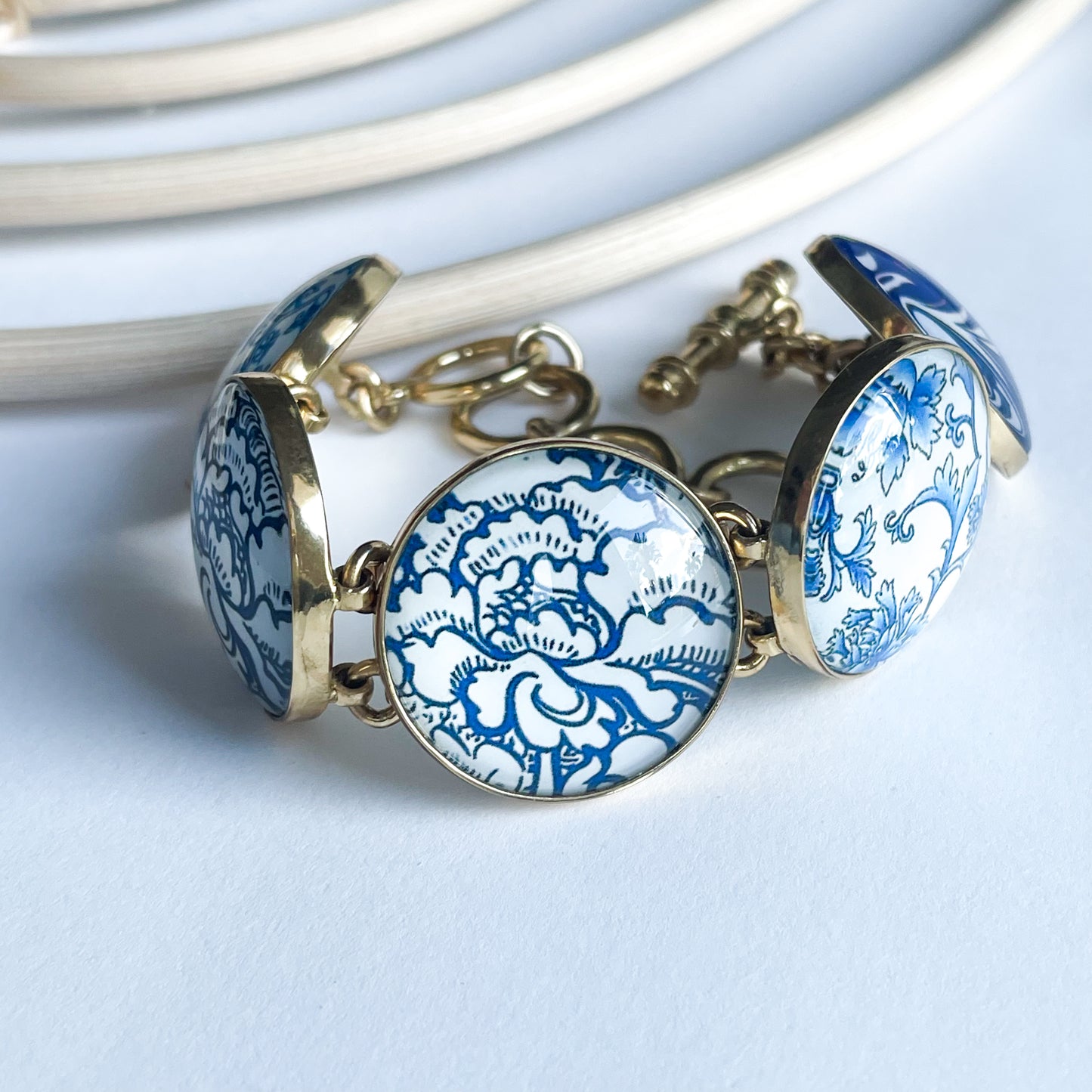Polka Dot Denim Floral Bracelet - Alchemia