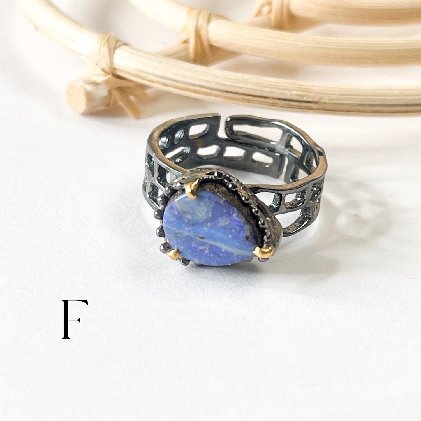 Boulder Opal Unique Band - Solid Sterling Silver