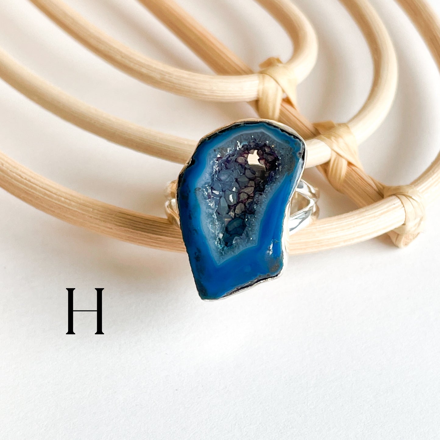 Agate Slice Ring - Solid Sterling Silver