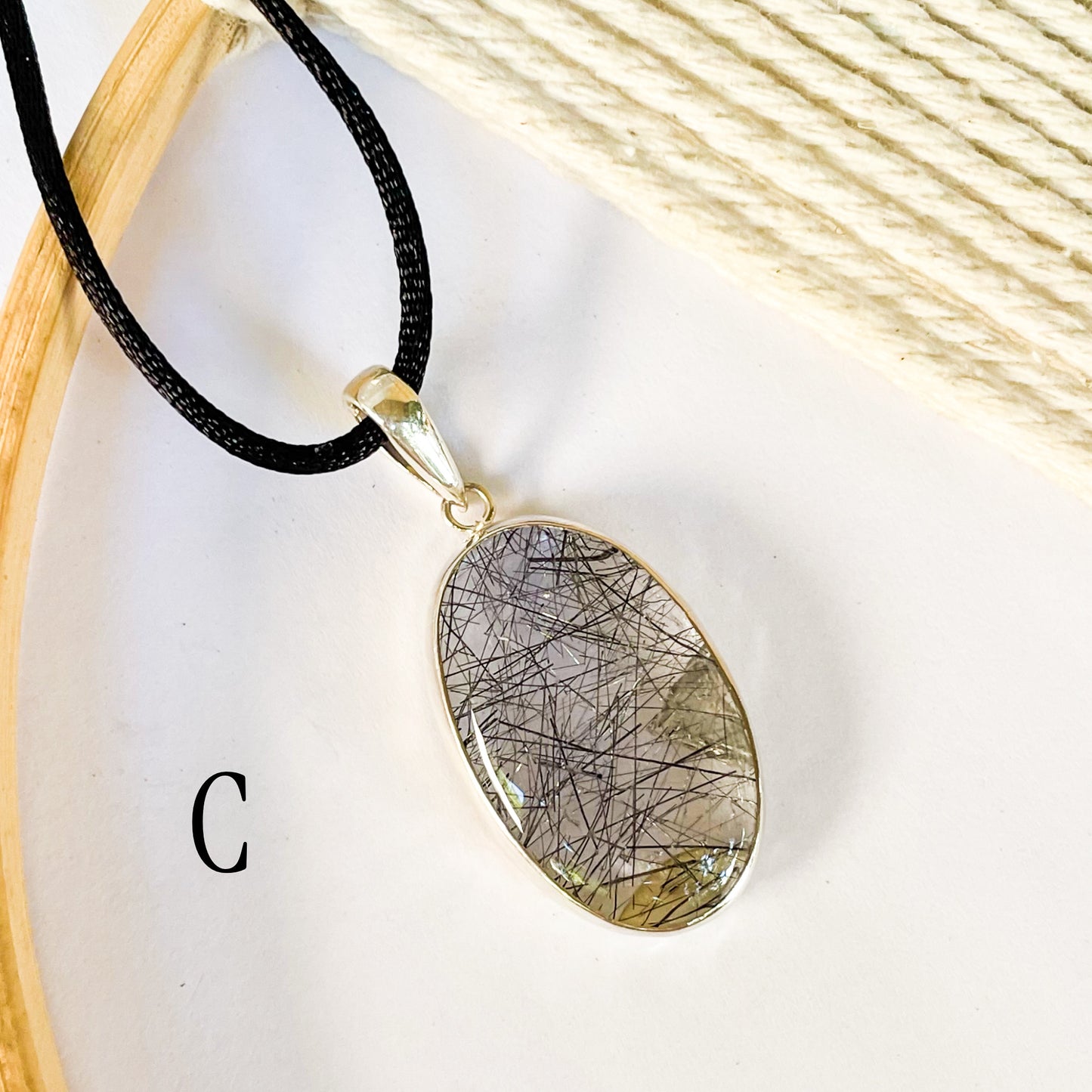 Black Rutilated Quartz Rings & Pendants - Solid Sterling Silver