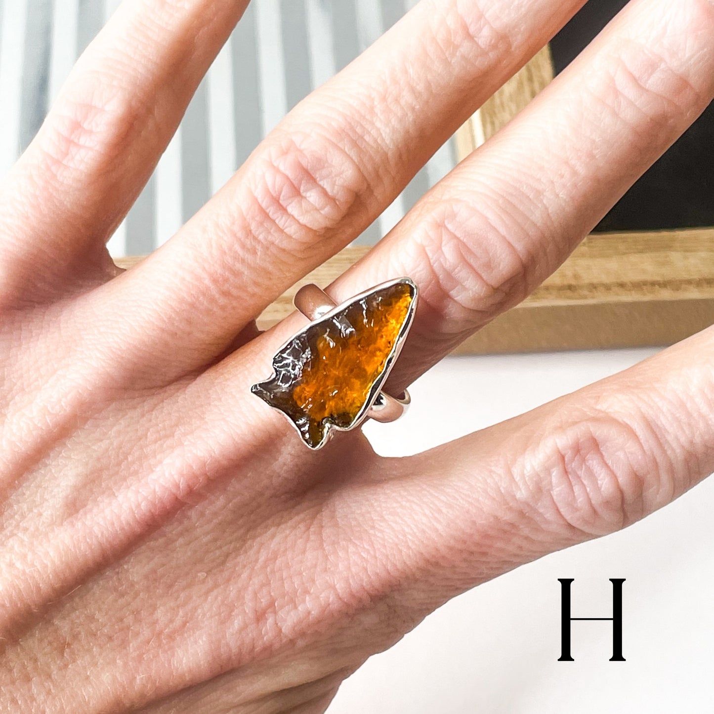 Colorful Glass Arrow Ring - Solid Sterling Silver