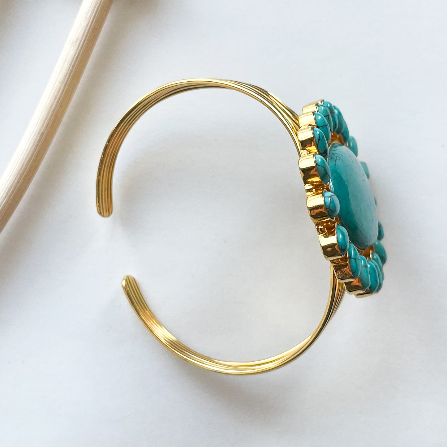 Turquoise Multi Band Cuff - 18k/Solid Sterling Silver