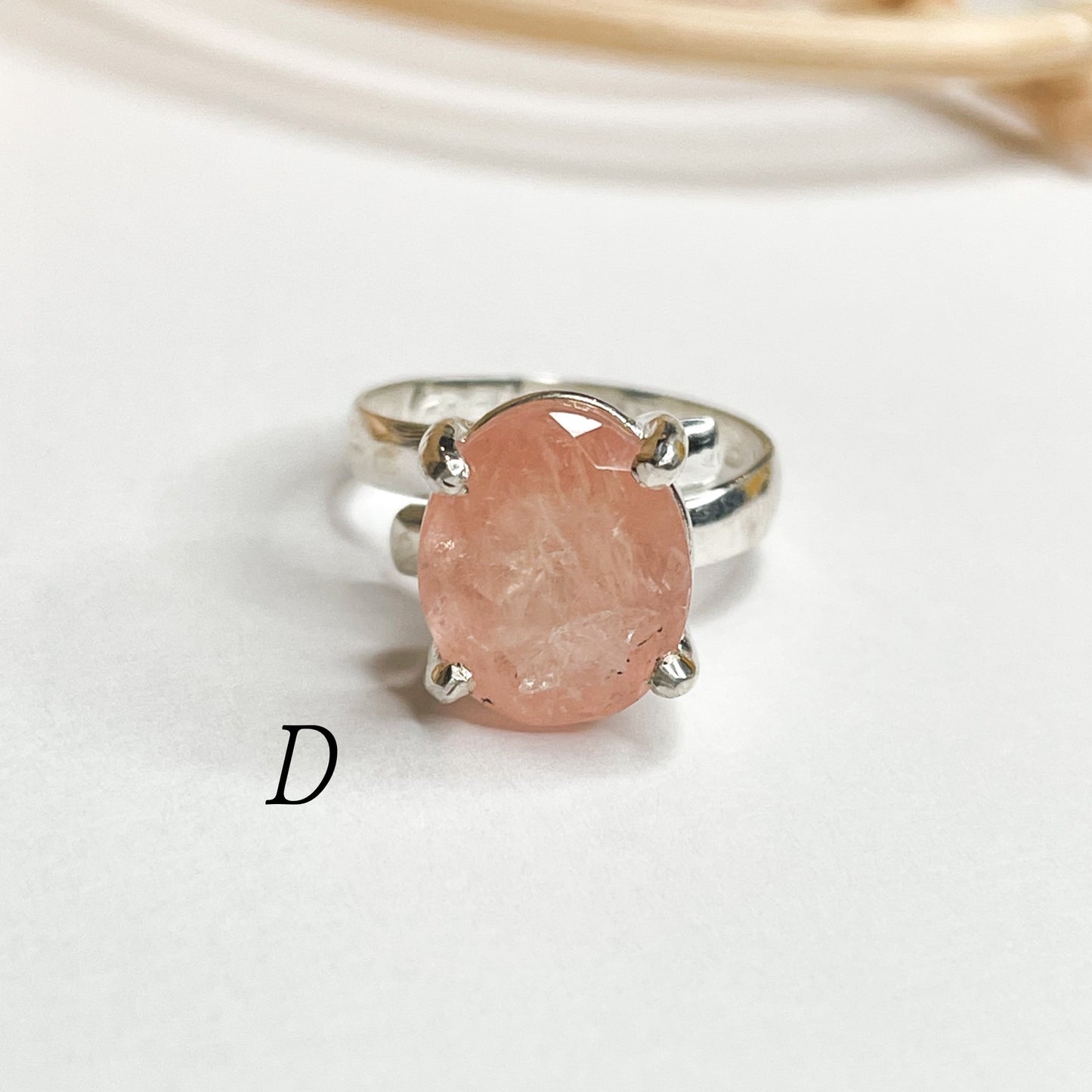 Peach Morganite Prong Ring - Solid Sterling Silver