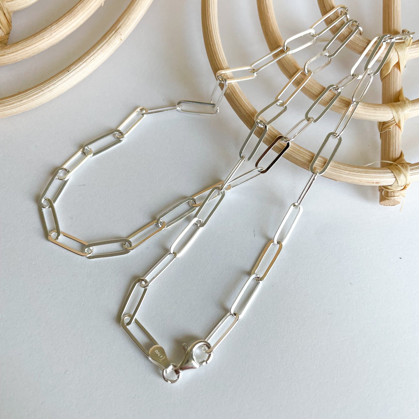 Flat Paper Clip Chain - Solid Sterling Silver