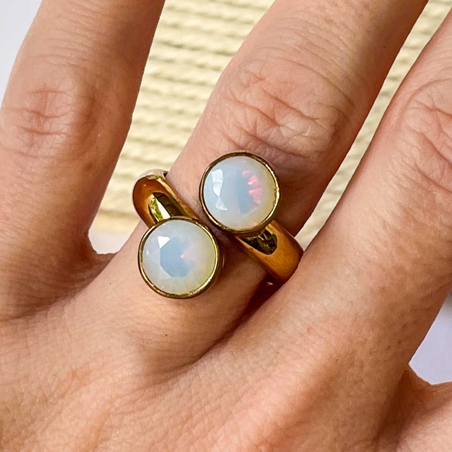 Opalite Bypass Adjustable Ring - Alchemia