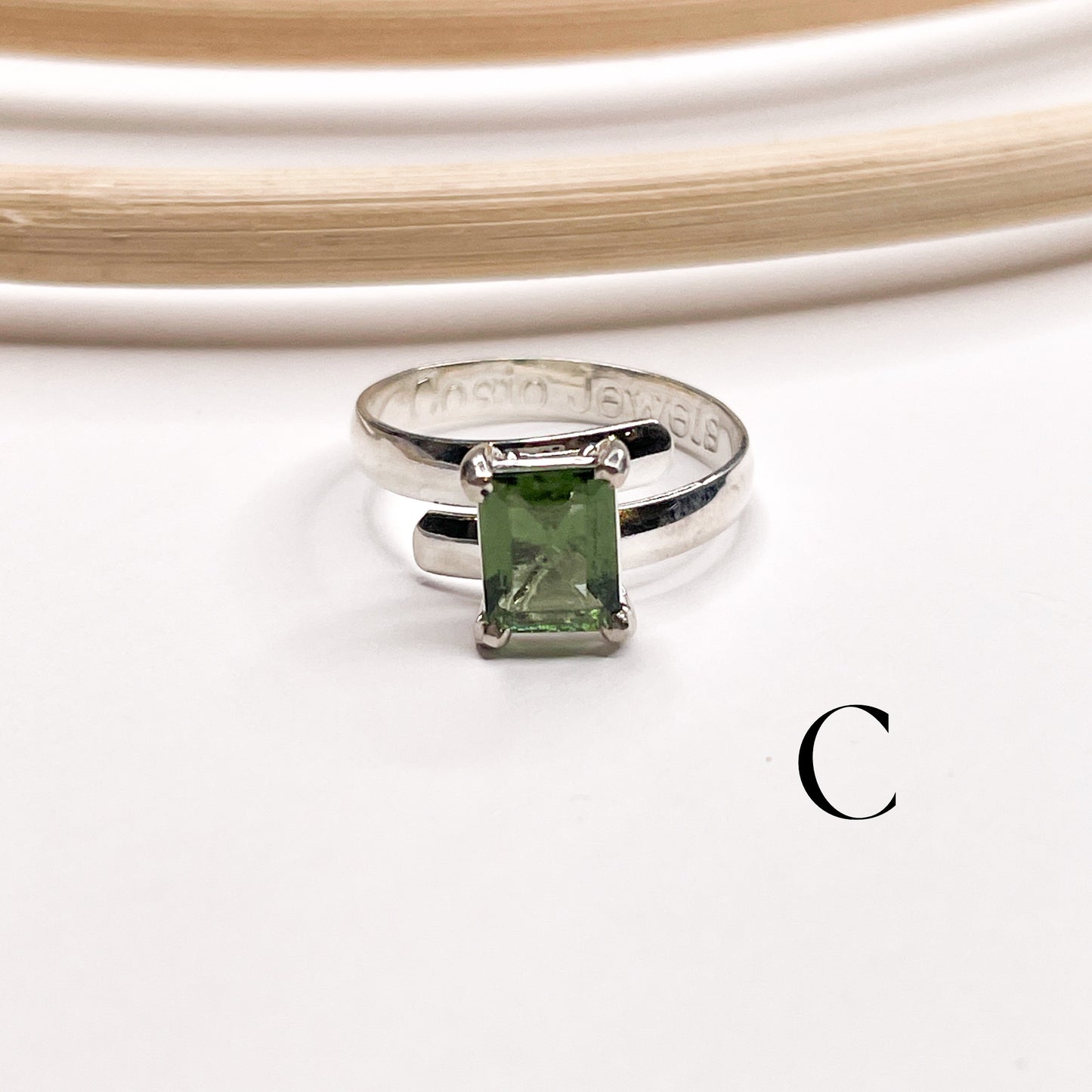 Certified Moldavite Prong Rings - Solid Sterling Silver