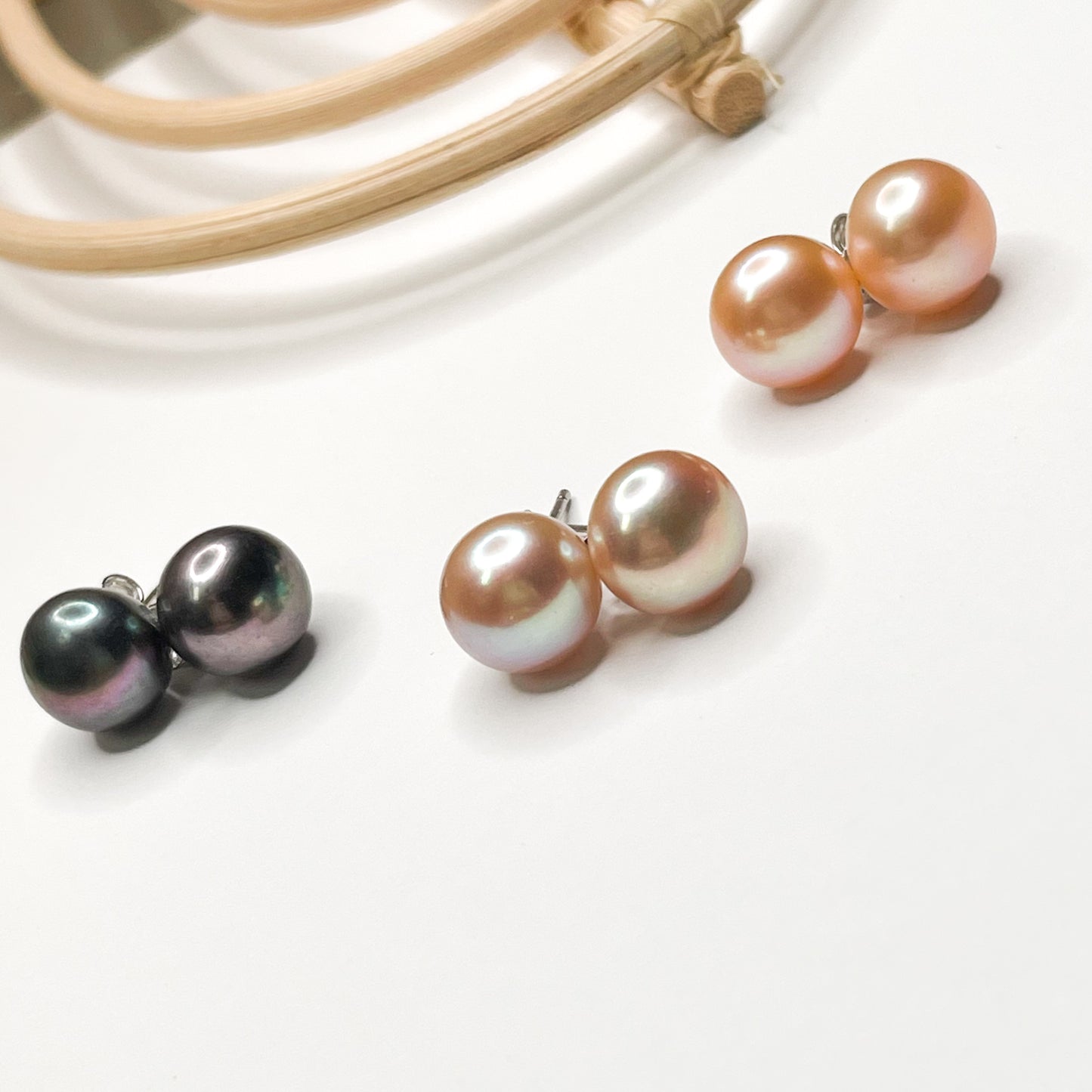 Colorful Freshwater Pearl 6mm Stud - Sterling