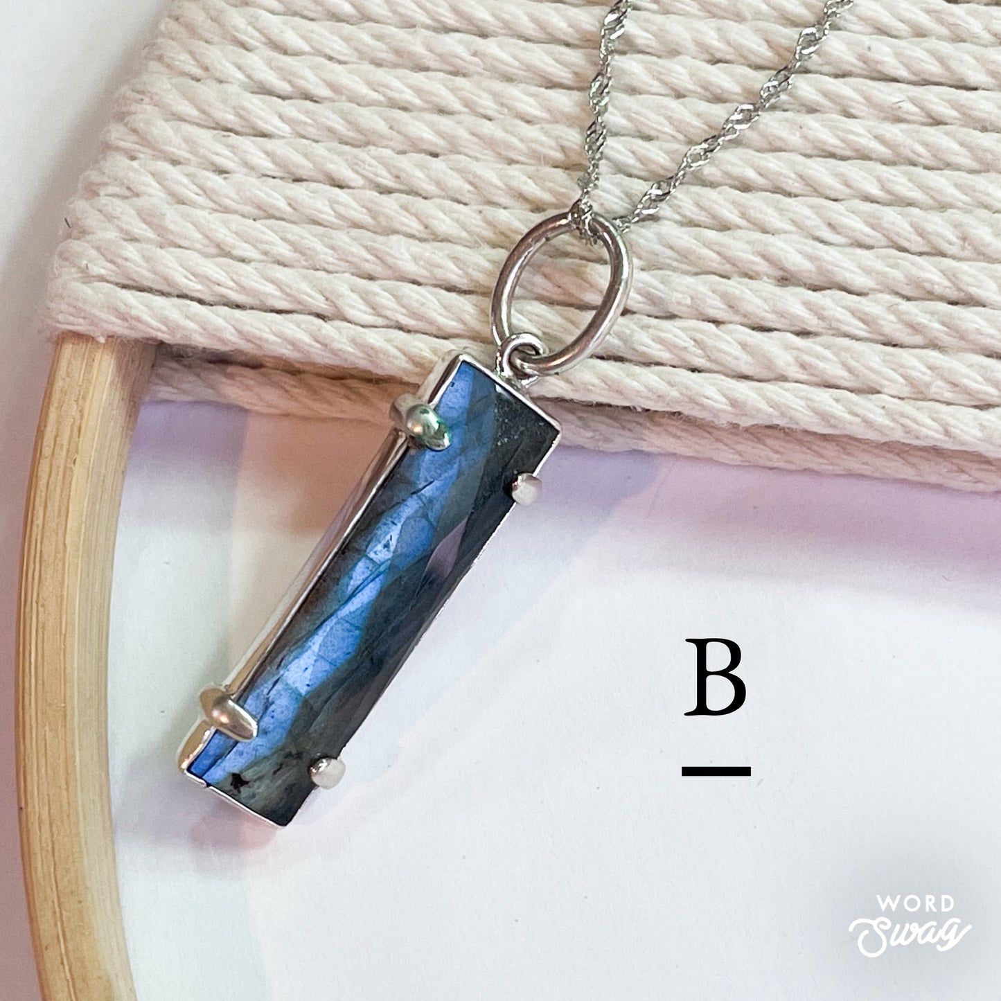 Labradorite Slim Pendant - -Solid Sterling Silver