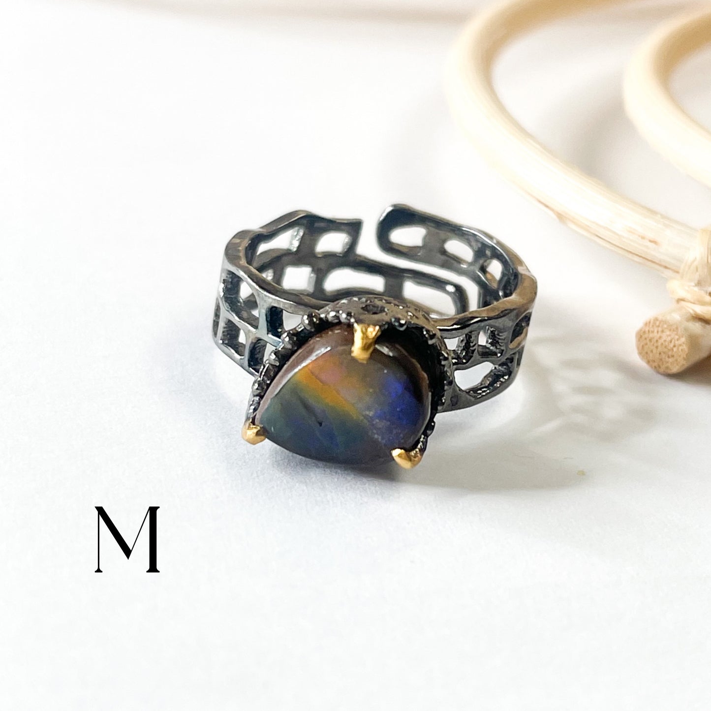 Boulder Opal Unique Band - Solid Sterling Silver