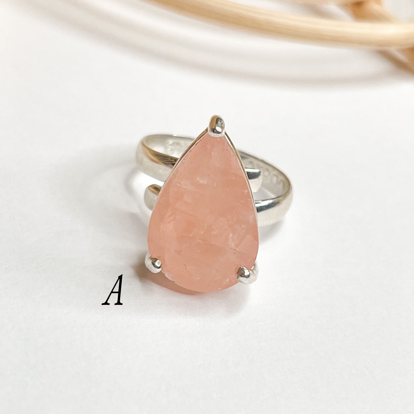 Peach Morganite Prong Ring - Solid Sterling Silver