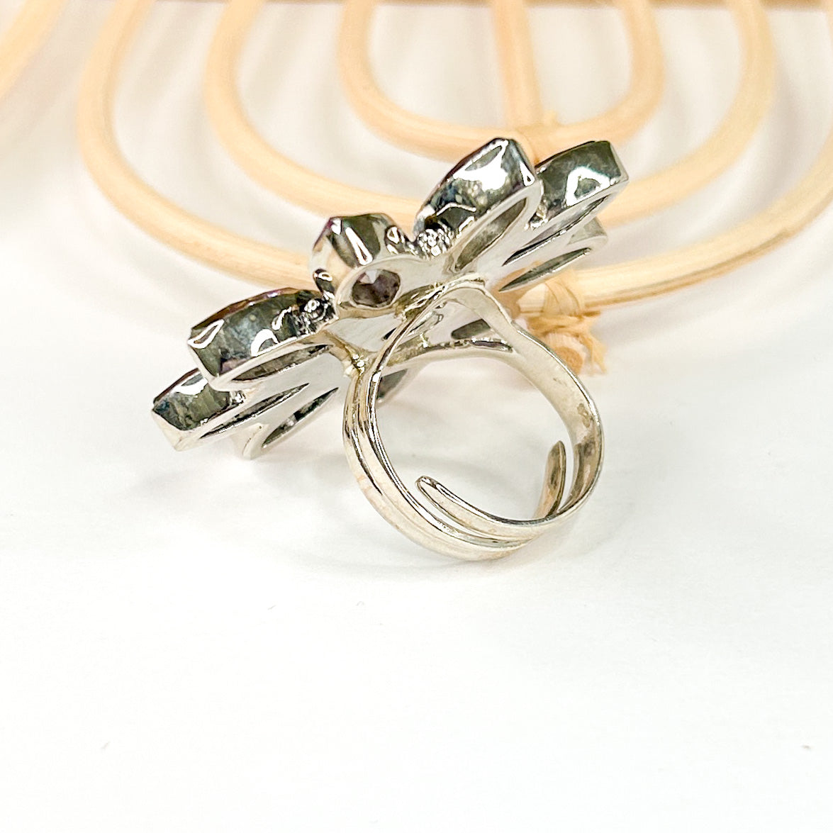 Mystic Quartz Marquee Flower Ring - Solid Sterling Silver