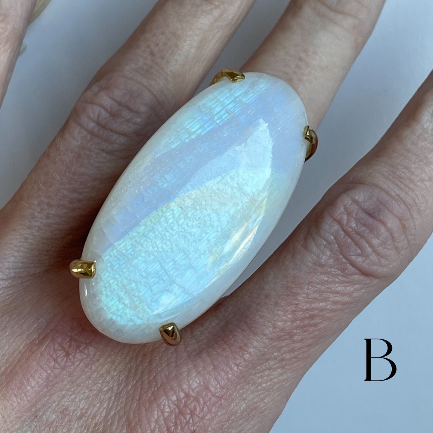 Rainbow Moonstone Statement Prong Ring - Alchemia