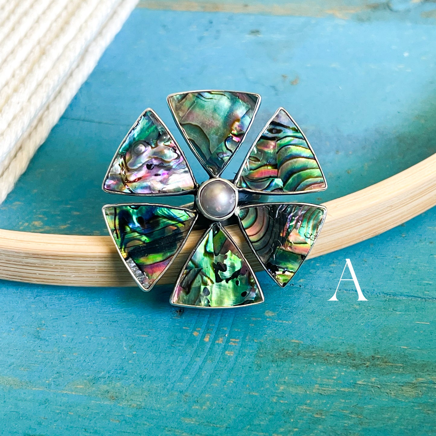 Abalone Statement Ring - Solid Sterling Silver