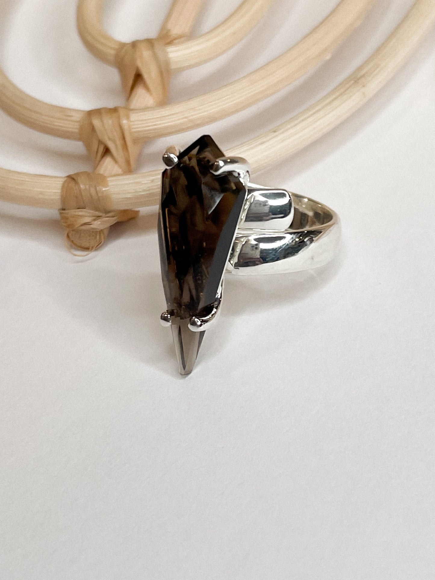 Gemstone Slender Kite Prong Ring - Both Metals