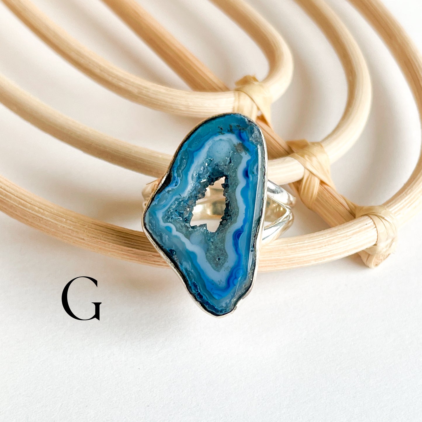 Agate Slice Ring - Solid Sterling Silver