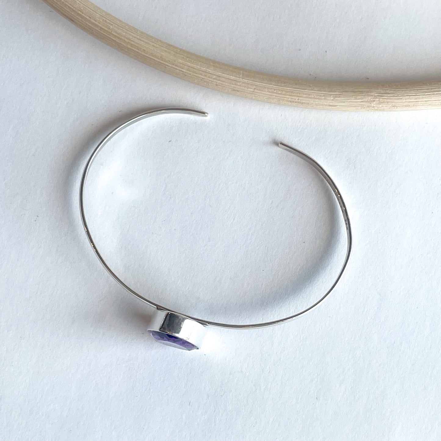 Amethyst Mini Cuff - Solid Sterling Silver