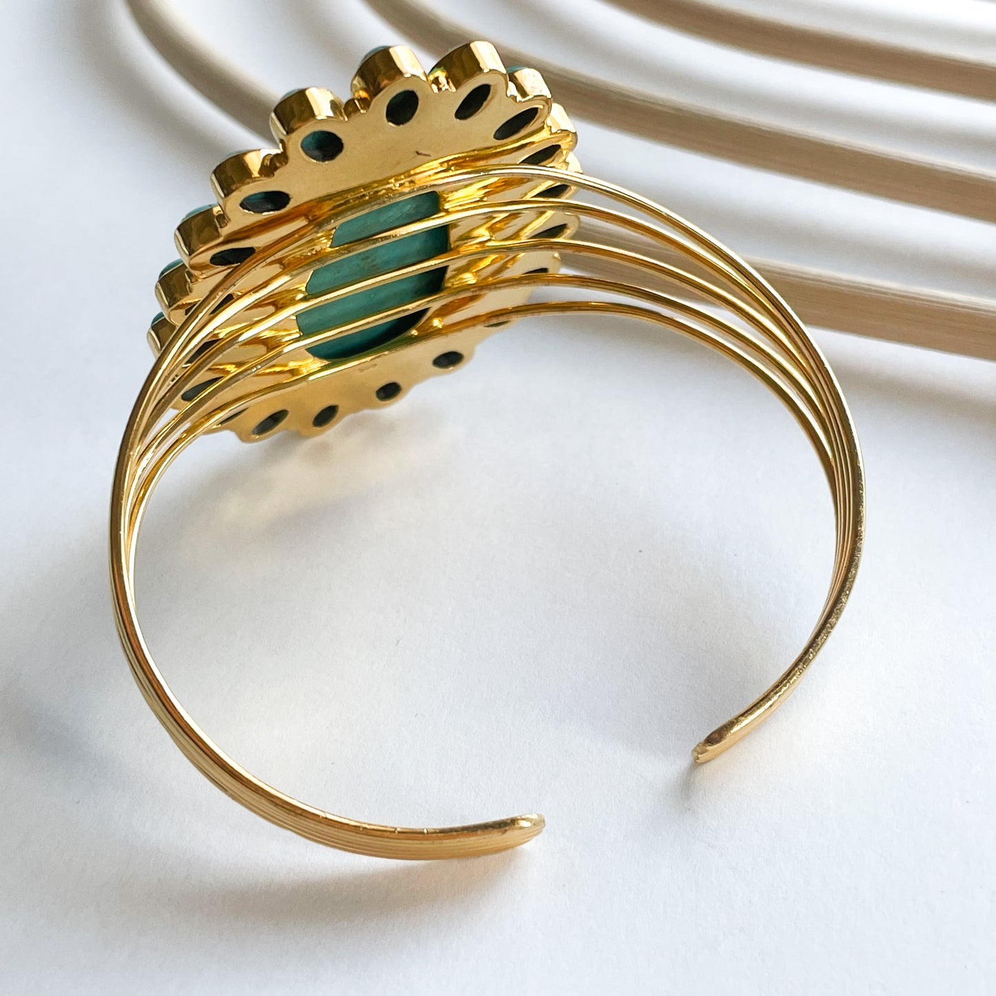 Turquoise Multi Band Cuff - 18k/Solid Sterling Silver