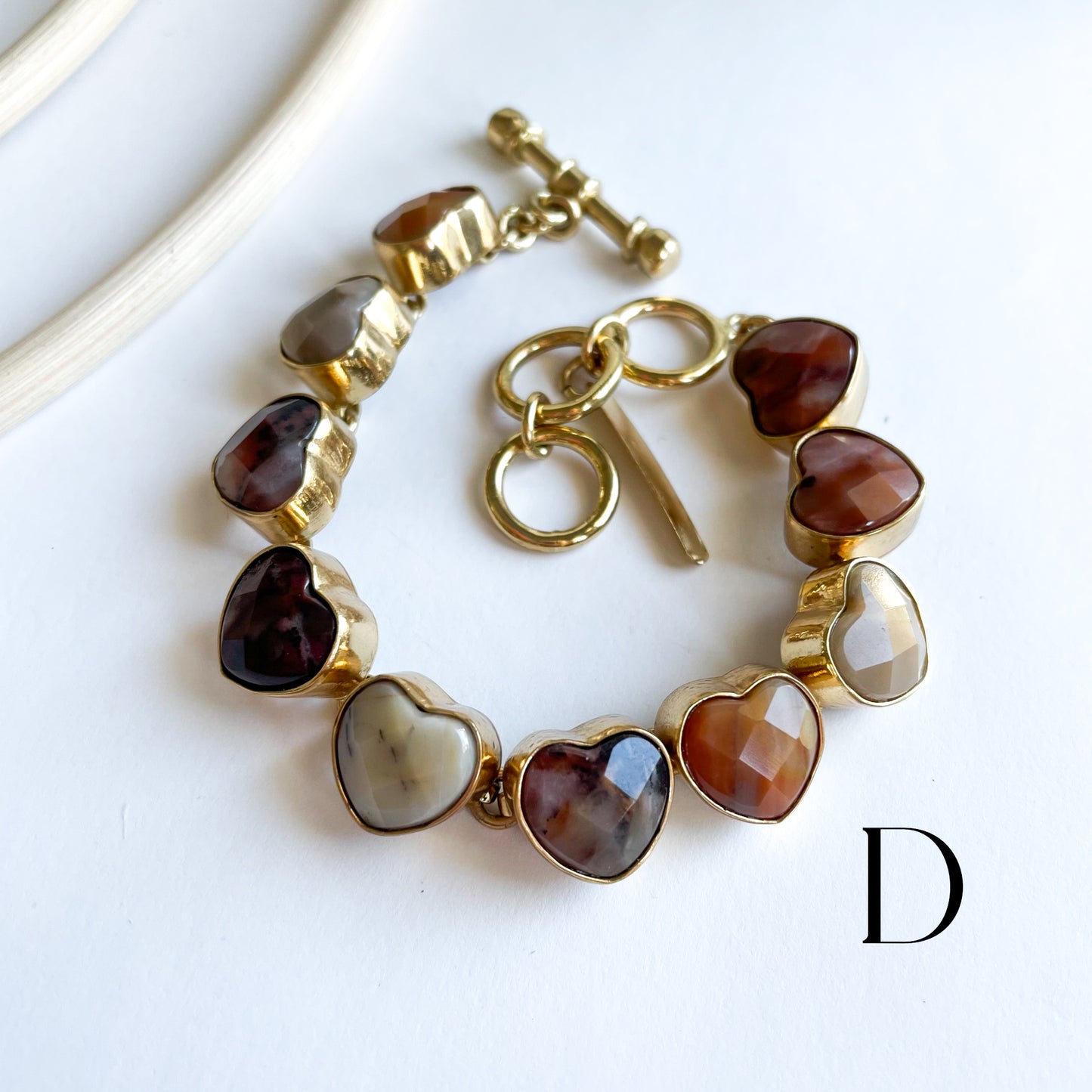 Red Creek Jasper Hearts Bracelet - Both Metals