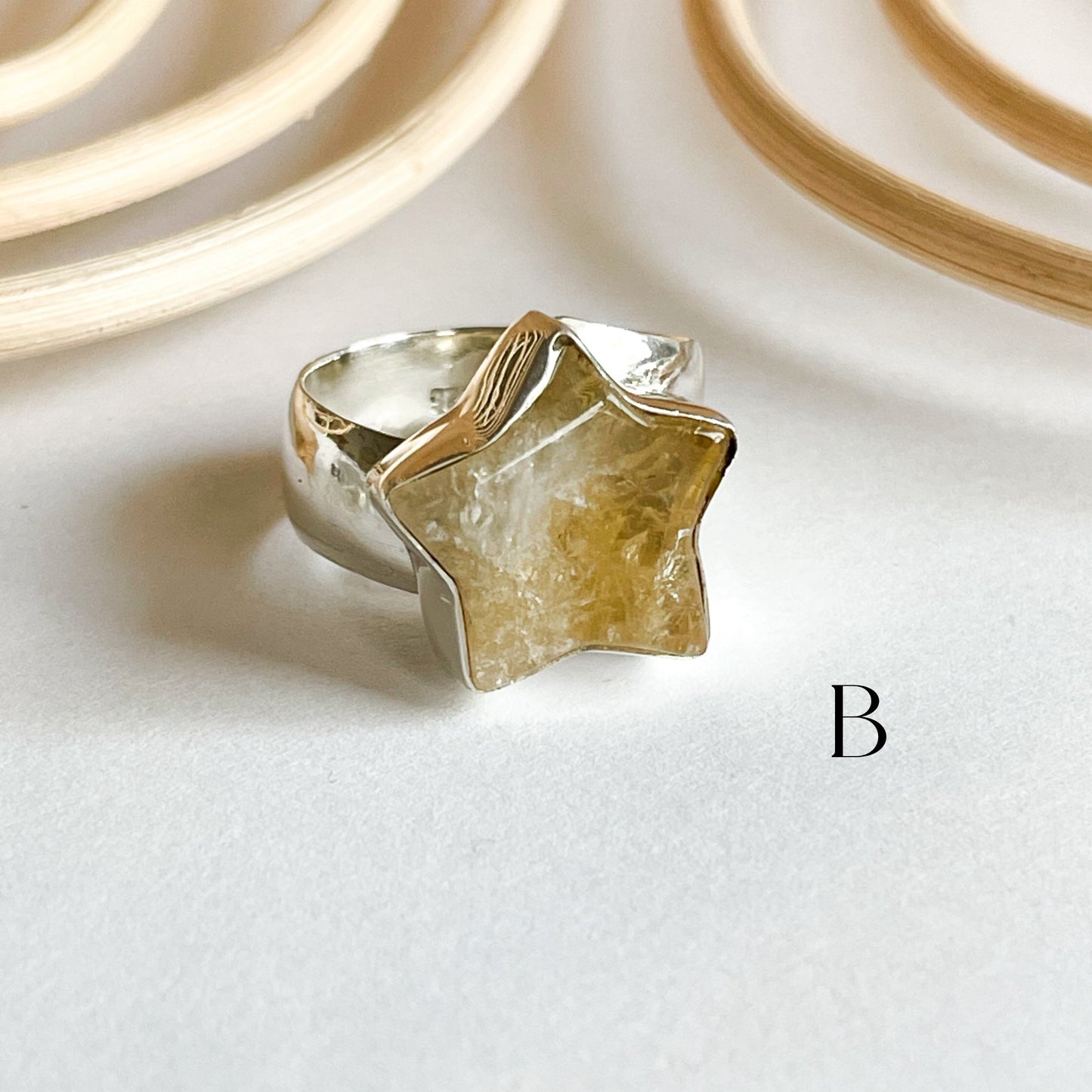 Citrine Star Ring - Solid Sterling Silver