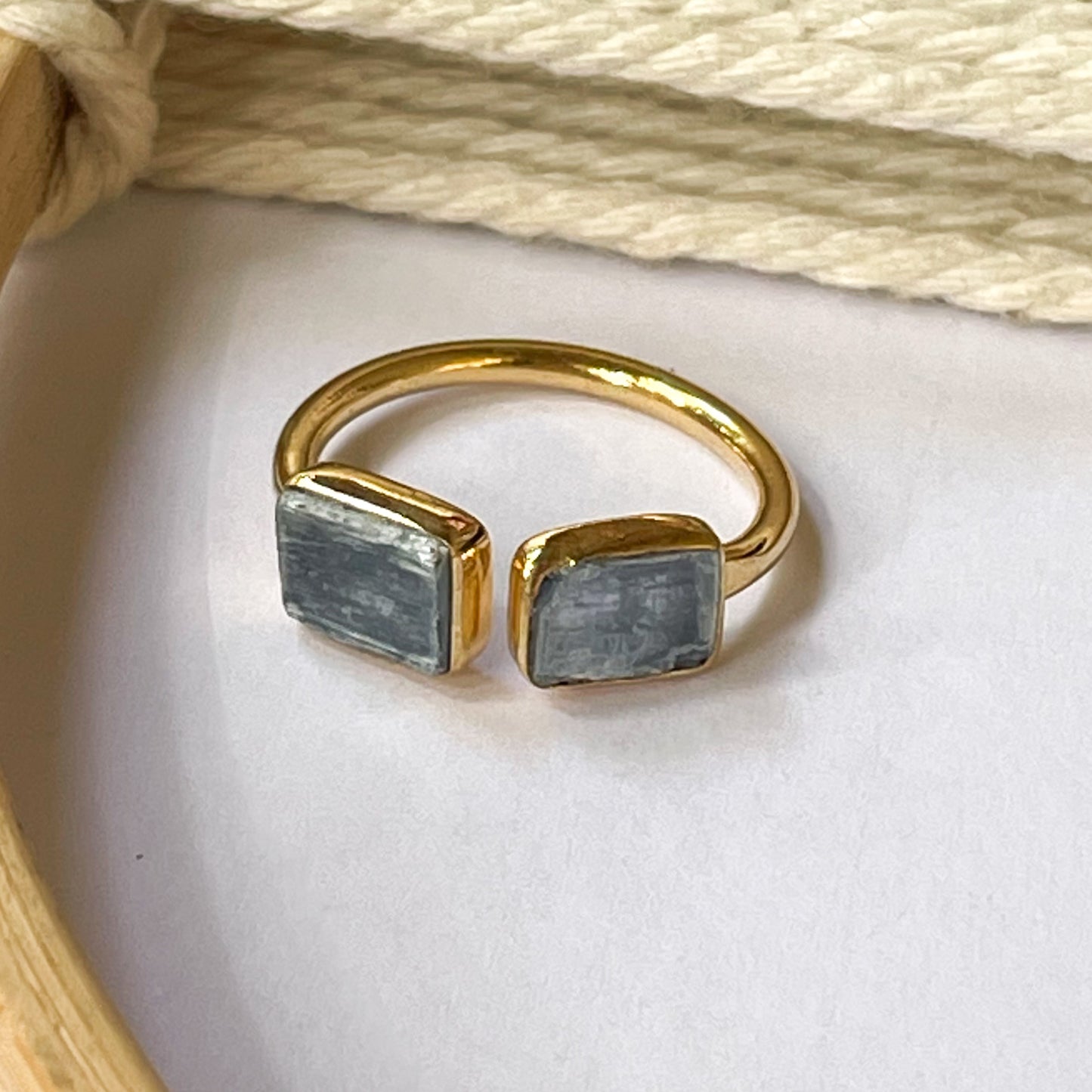Green/Green/Orange Kyanite Bypass Ring - Solid Sterling Silver