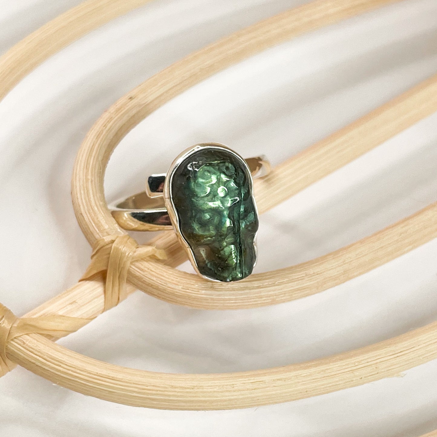 Mini Sugar Skull Labradorite Ring-Solid Sterling Silver