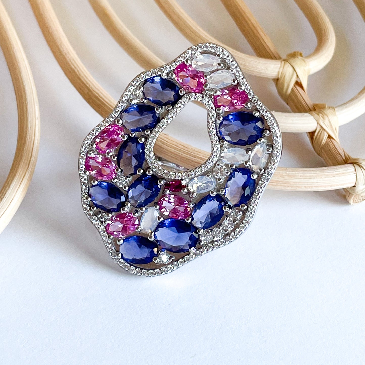 Dressy Blueshaded Ring - Solid Sterling Silver