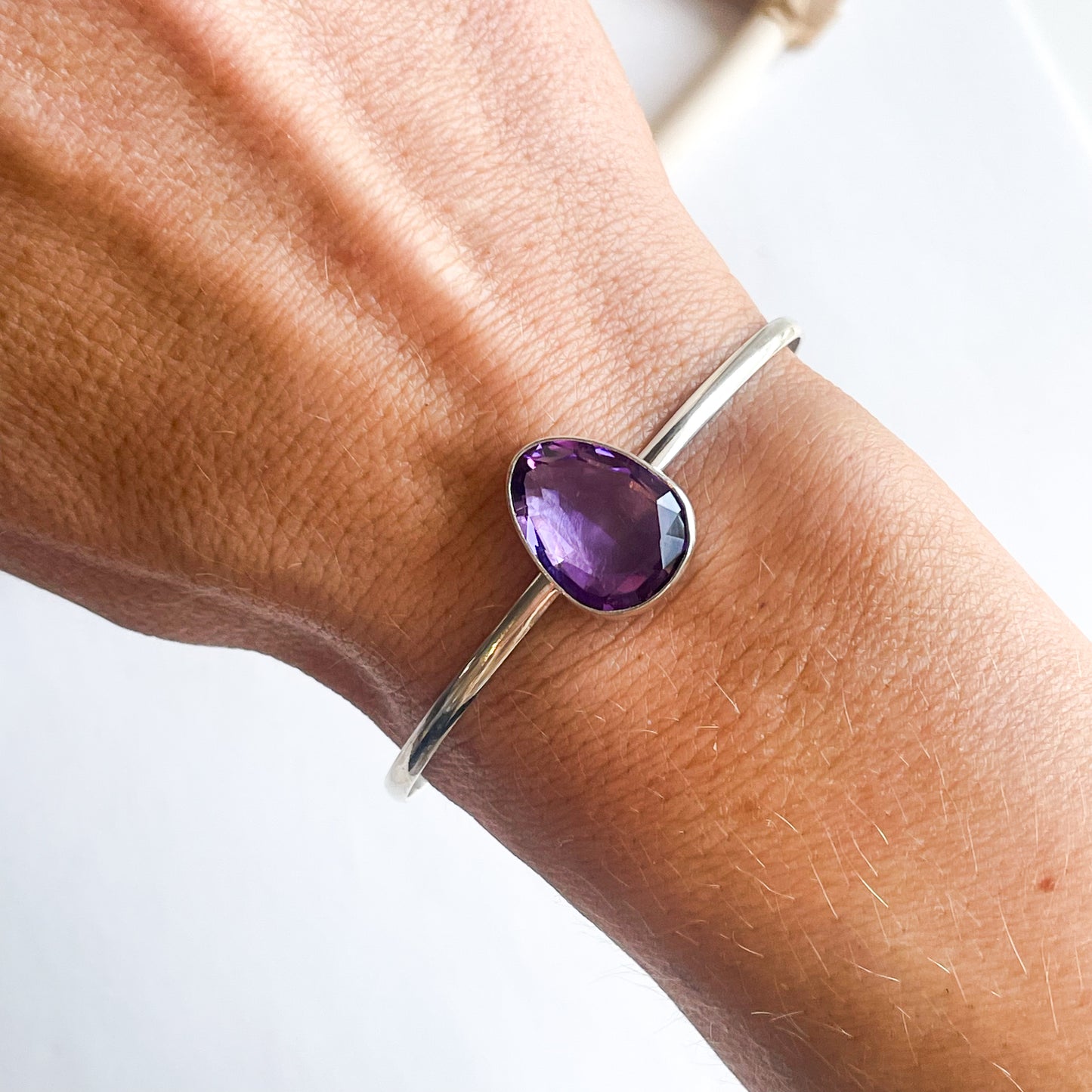 Amethyst Mini Cuff - Solid Sterling Silver