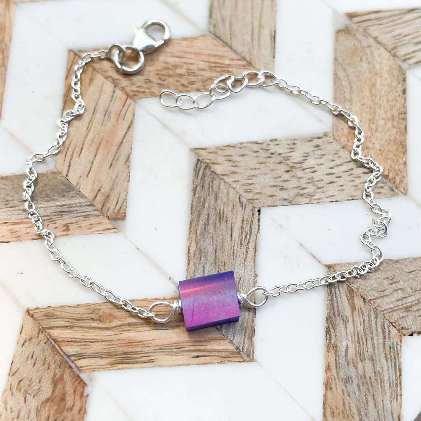 Minimalist Stone Bracelet - Solid Sterling silver