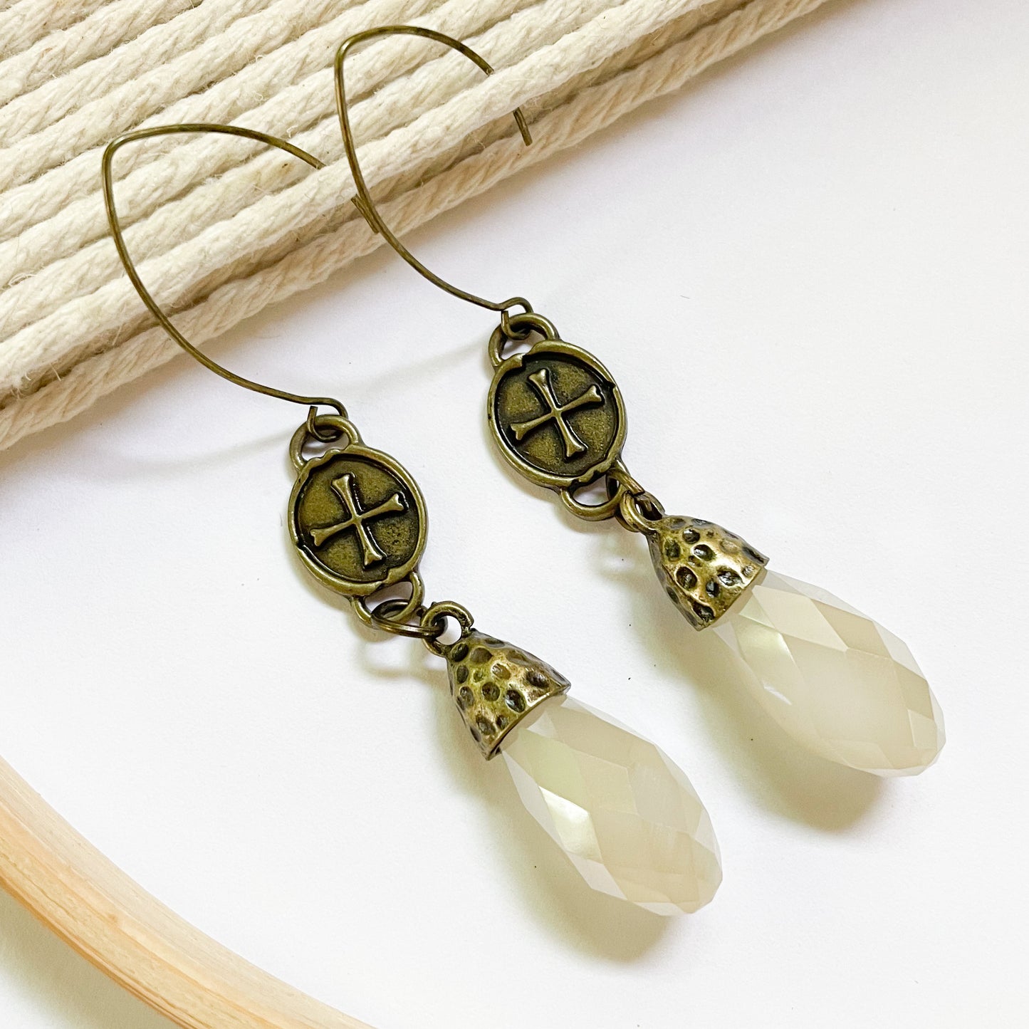 Grey Treated Quartz Dangle Earrings- Dainty Boho