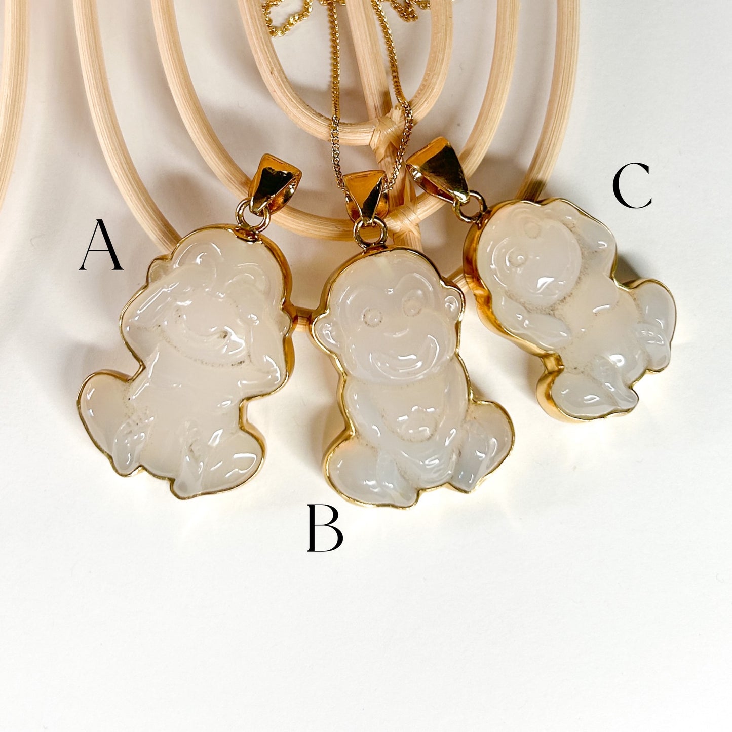 Agate Monkey Pendant - Alchemia