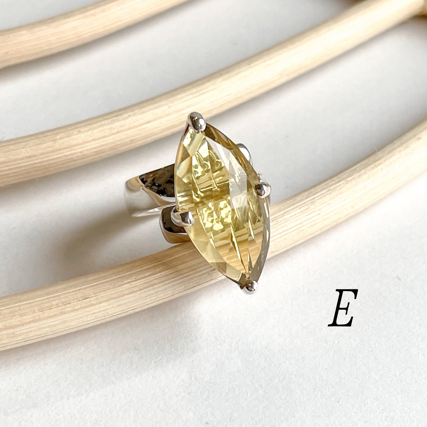 Whiskey Quartz Prong Ring - Solid Sterling Silver