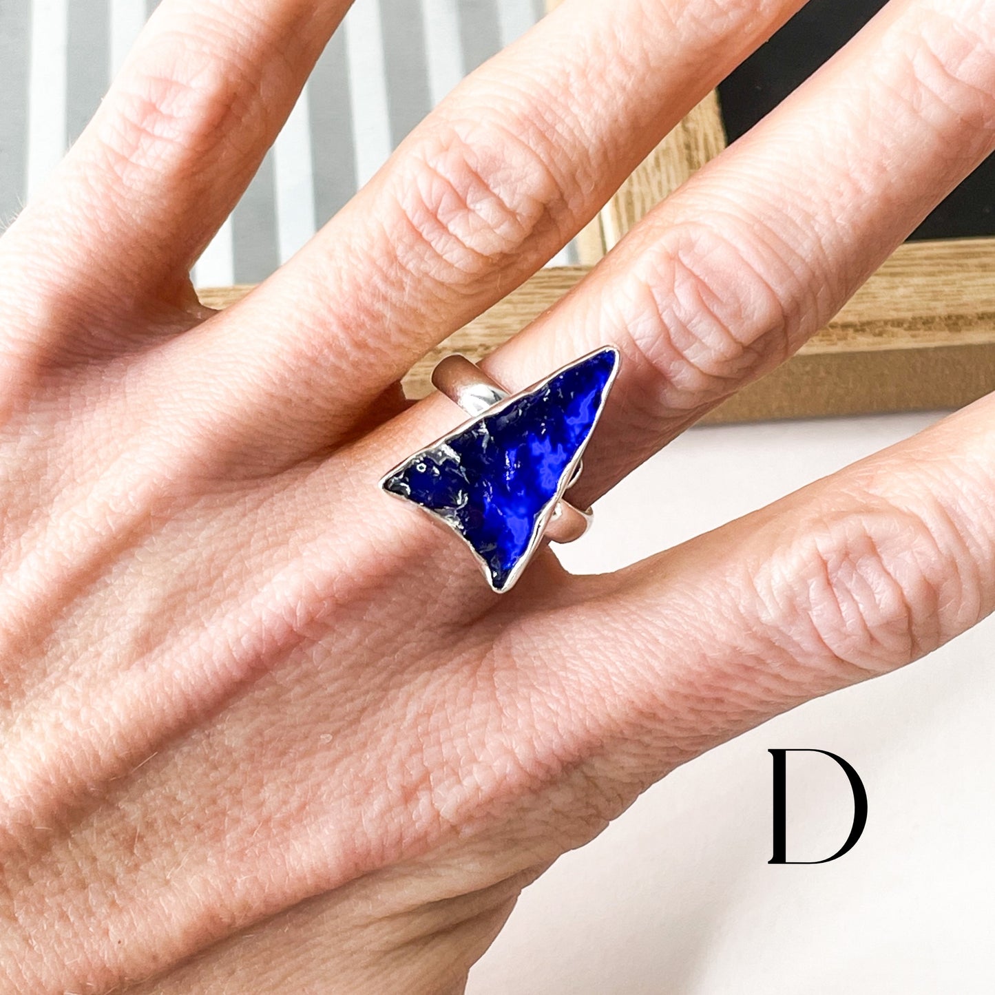Colorful Glass Arrow Ring - Solid Sterling Silver