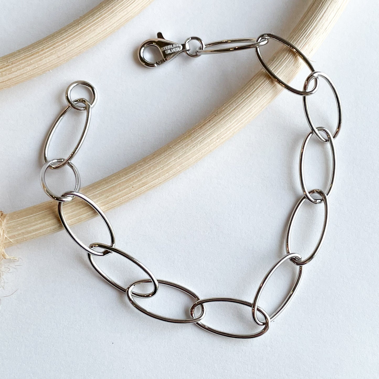 Fluffy Paper Clip Chain Bracelet - Solid Sterling Silver