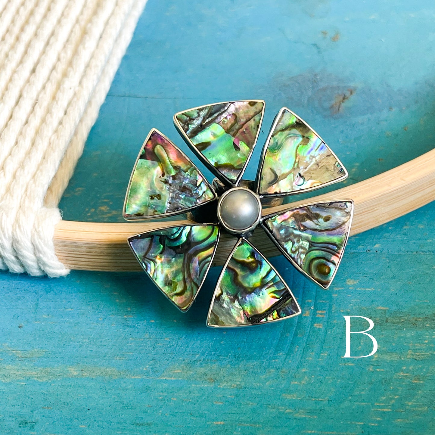 Abalone Statement Ring - Solid Sterling Silver