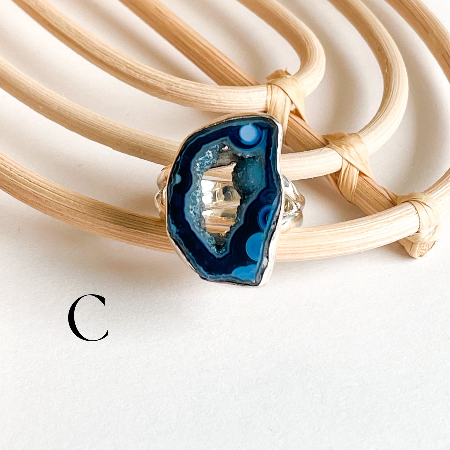 Agate Slice Ring - Solid Sterling Silver