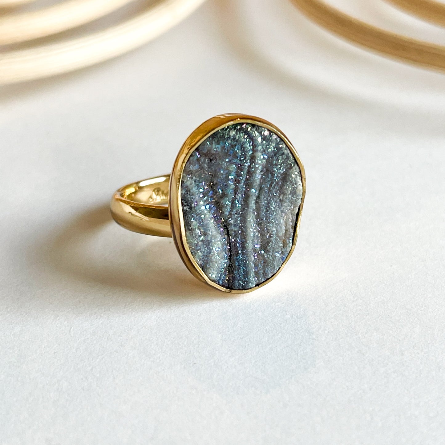 Aurora Treated Druzy Ring - Alchemia