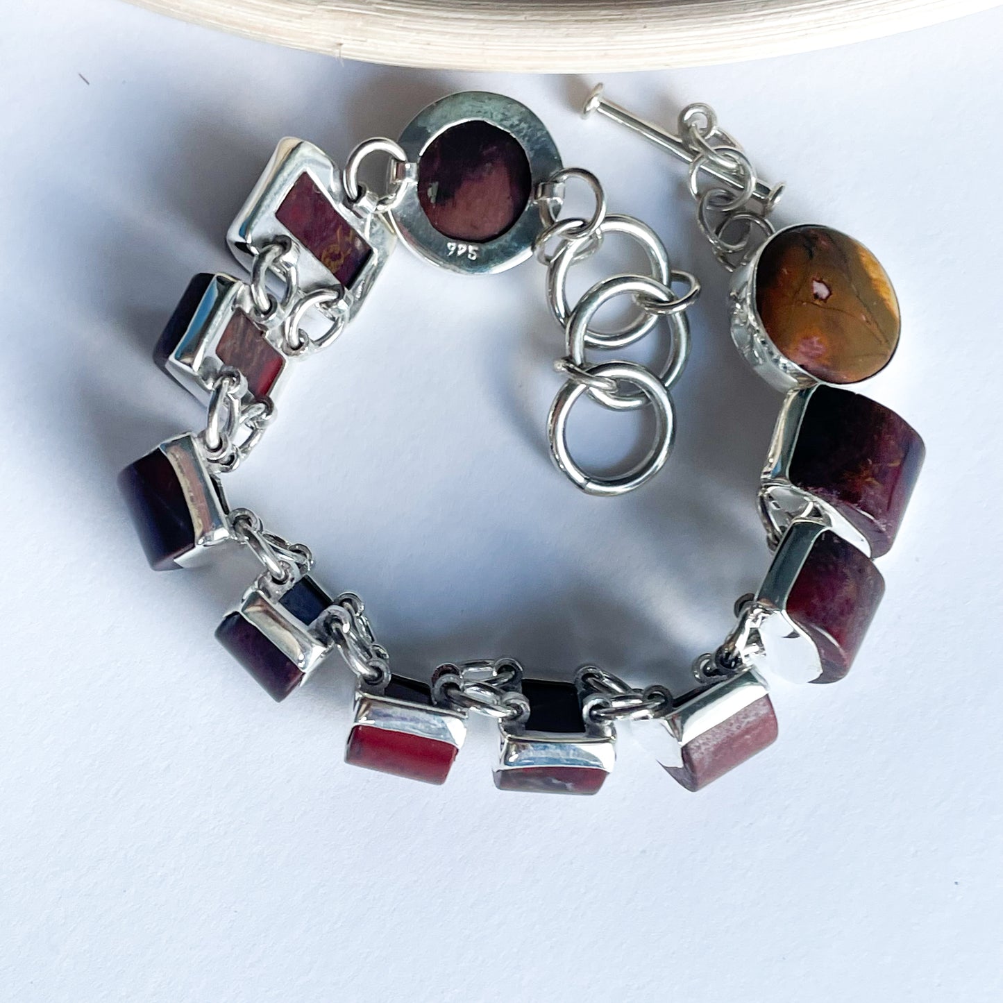 Red Jasper Bracelet - Solid Sterling Silver